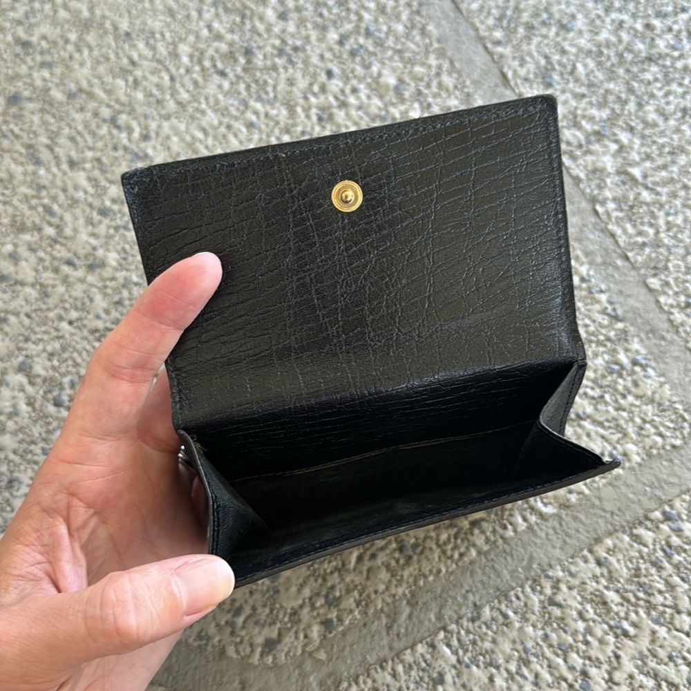 GUCCI black leather gold hardware bifold square wallet - Picture 7 of 13